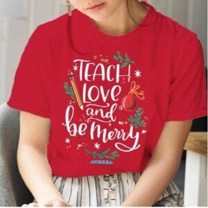 Christmas Teacher Graphic Tshirt Womens Large Red